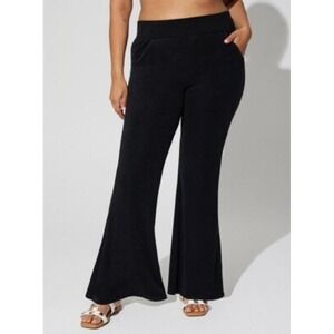 Torrid Black Terry Cloth Soft Knit Flare Leg Lounge Pants Boho Festival Plus‎ 3
